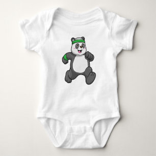 Panda at Jogging with Headband Baby Bodysuit