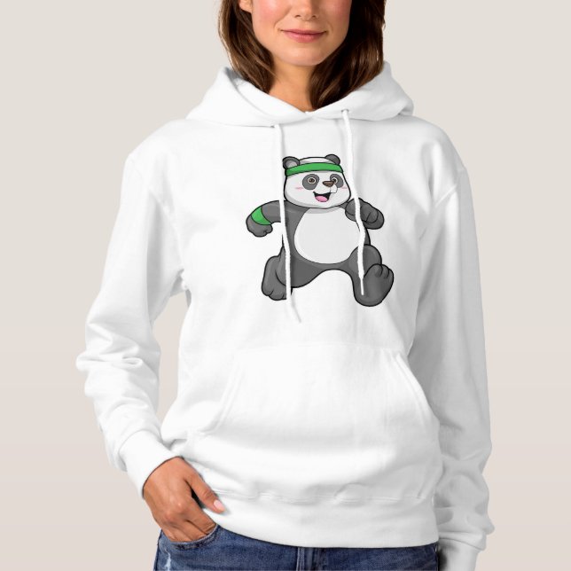 Panda at Jogging with Headband Hoodie (Front)