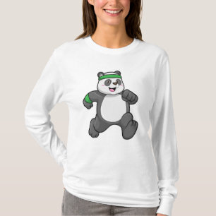 Panda at Jogging with Headband T-Shirt