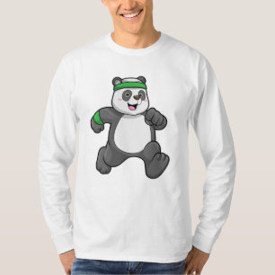 Panda at Jogging with Headband T-Shirt
