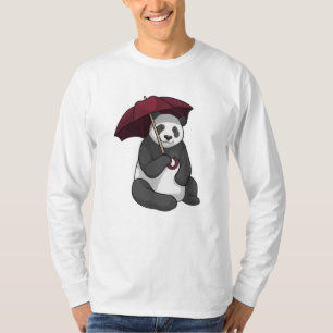 Panda at Rain with Umbrella T-Shirt