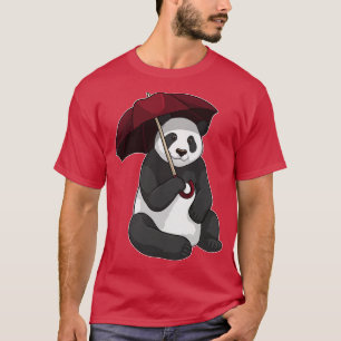 Panda at Rain with Umbrella T-Shirt
