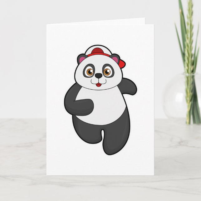 Panda at Running with Cap Card (Front)