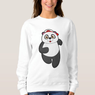 Panda at Running with Cap Sweatshirt