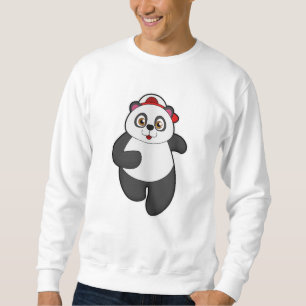 Panda at Running with Cap Sweatshirt