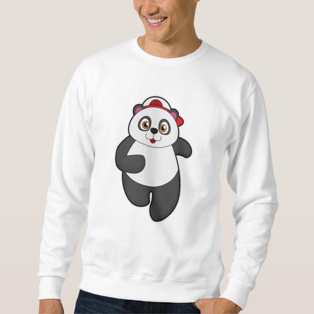 Panda at Running with Cap Sweatshirt (Front)