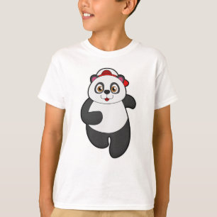 Panda at Running with Cap T-Shirt