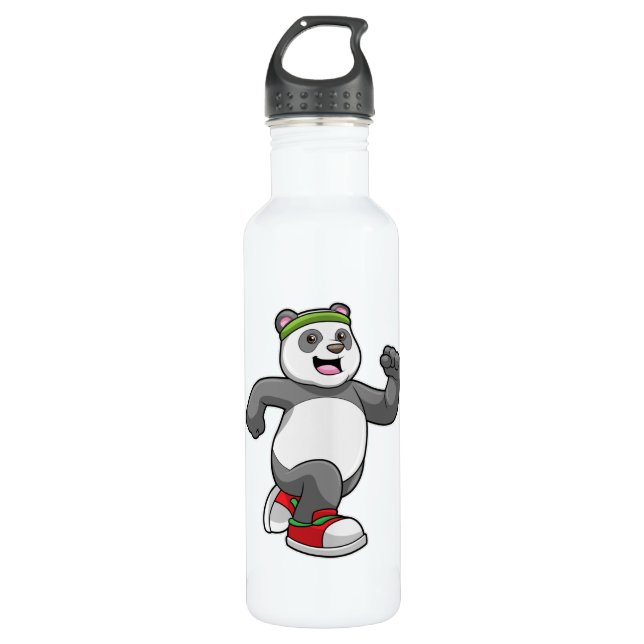 Panda at Running with Headband 710 Ml Water Bottle (Front)