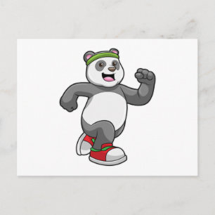 Panda at Running with Headband Postcard