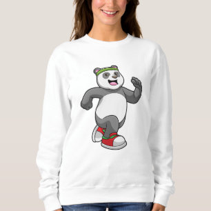 Panda at Running with Headband Sweatshirt