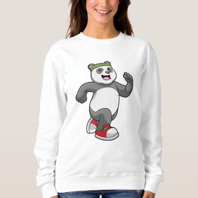 Panda at Running with Headband Sweatshirt (Front)