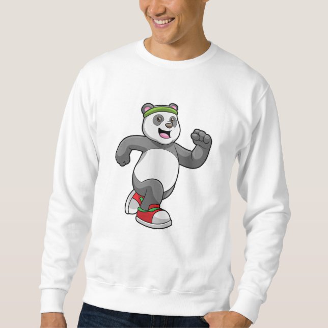 Panda at Running with Headband Sweatshirt (Front)