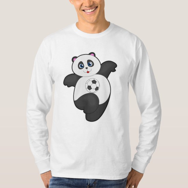 Panda at Soccer Sports T-Shirt (Front)