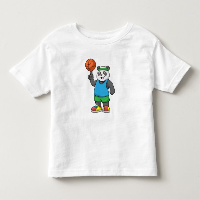 Panda at Sports with Basketball Toddler T-Shirt (Front)
