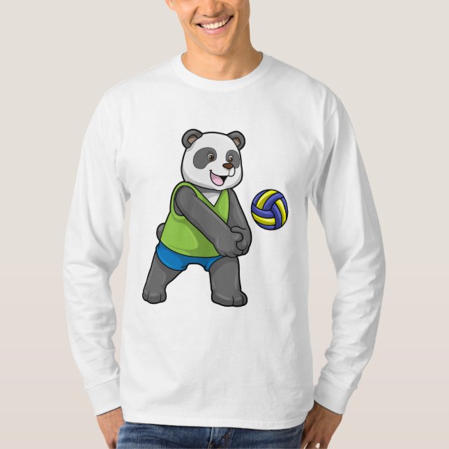 Panda at Sports with Volleyball T-Shirt (Front)
