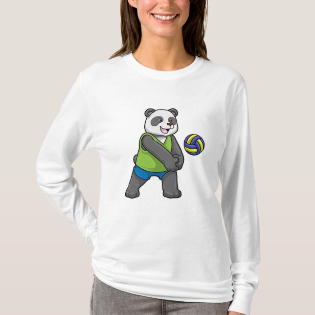 Panda at Sports with Volleyball T-Shirt (Front)