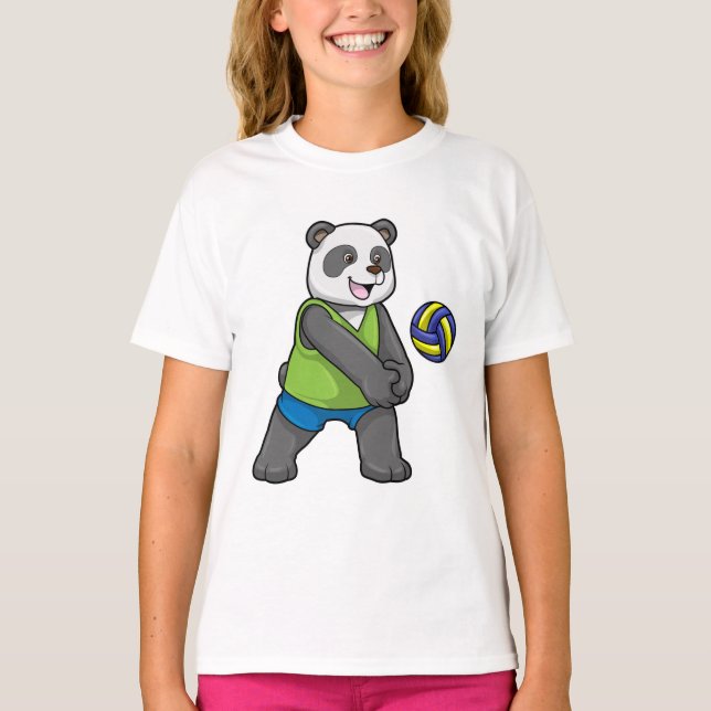 Panda at Sports with Volleyball T-Shirt (Front)