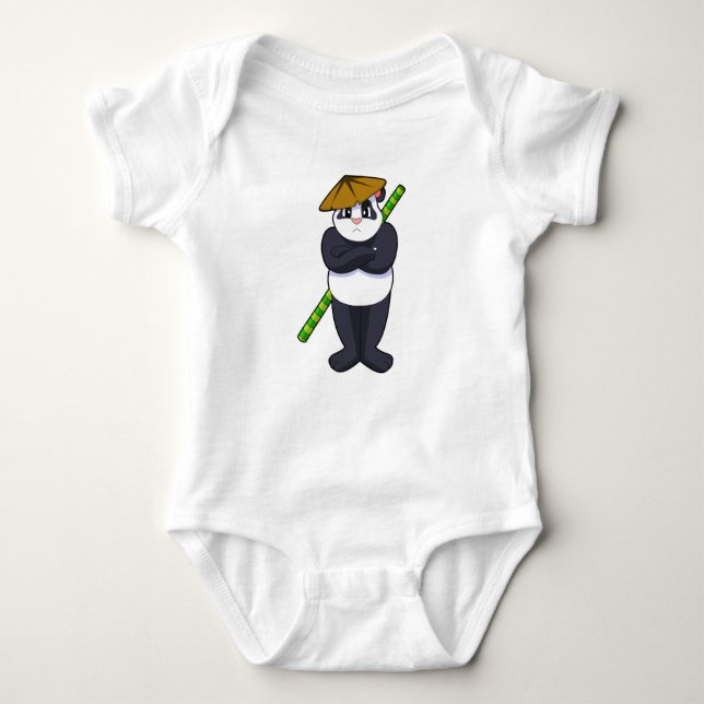Panda at Stick fight Martial arts.PNG Baby Bodysuit (Front)