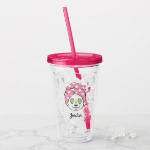 Panda At The Spa   Add Your Name Acrylic Tumbler
