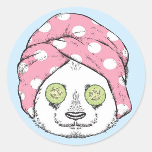 Panda At The Spa Classic Round Sticker