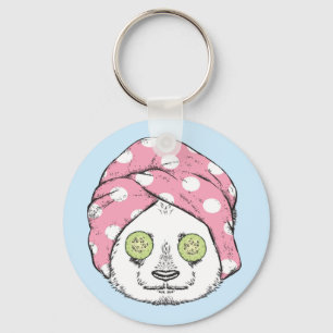 Panda At The Spa Key Ring