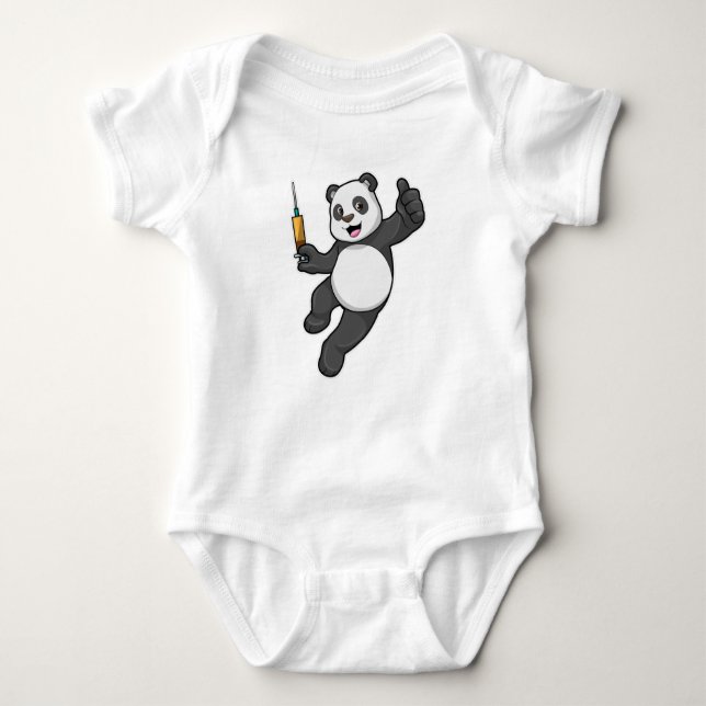 Panda at Vaccination with Syringe Baby Bodysuit (Front)