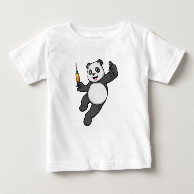 Panda at Vaccination with Syringe Baby T-Shirt (Front)