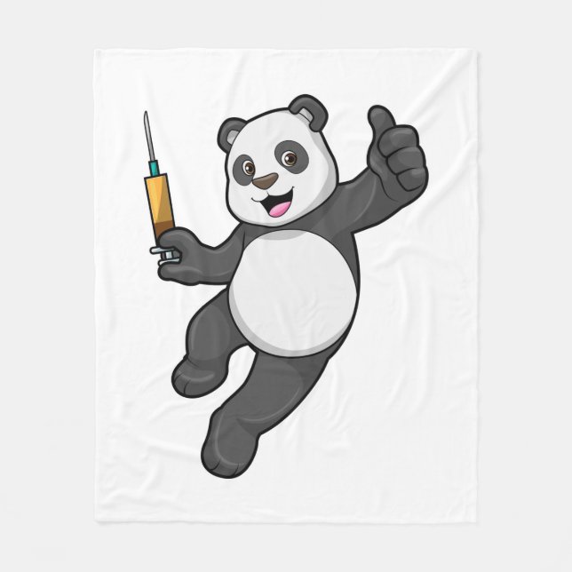 Panda at Vaccination with Syringe Fleece Blanket (Front)