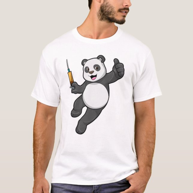 Panda at Vaccination with Syringe T-Shirt (Front)