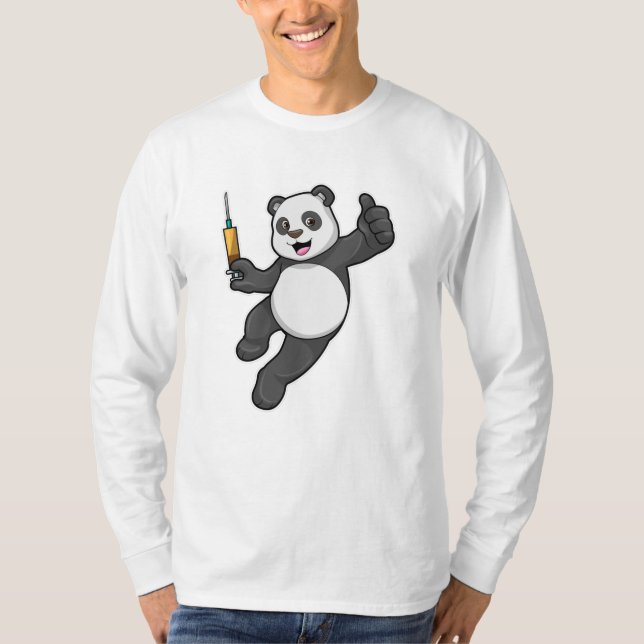 Panda at Vaccination with Syringe T-Shirt (Front)