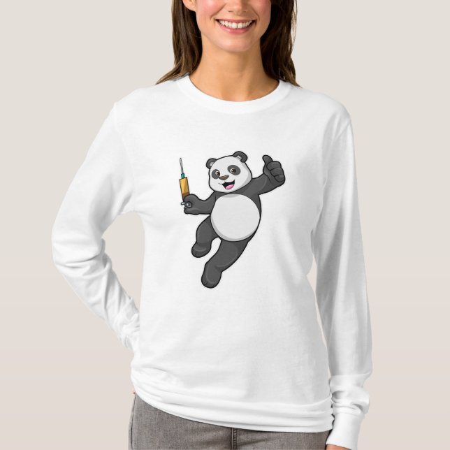 Panda at Vaccination with Syringe T-Shirt (Front)