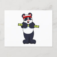 Panda at Work out with Bamboo Weight