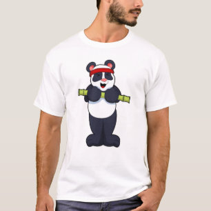 Panda at Work out with Bamboo Weight T-Shirt