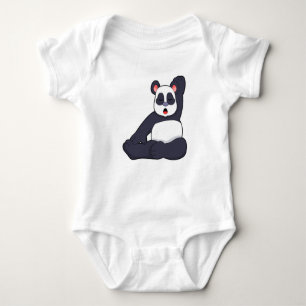Panda at Yoga Stretching exercises Baby Bodysuit