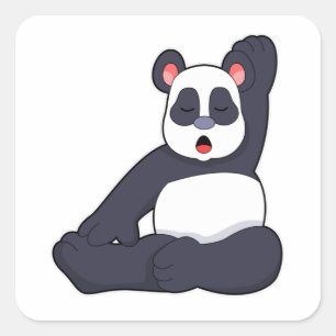 Panda at Yoga Stretching exercises Square Sticker