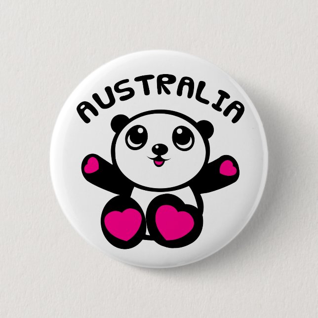 Panda Australia 6 Cm Round Badge (Front)