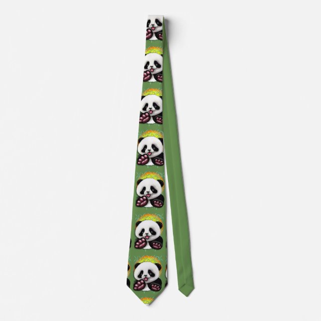 Panda Baby Bear Cute and Happy Tie (Front)