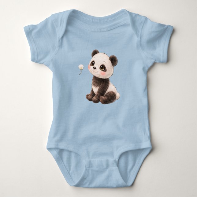 Panda Baby Bodysuit – Cute Black and White Bear 🐼 (Front)