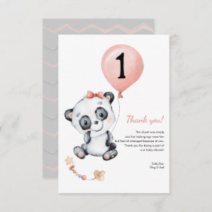 Panda baby Girl 1st Birthday Party Thank You