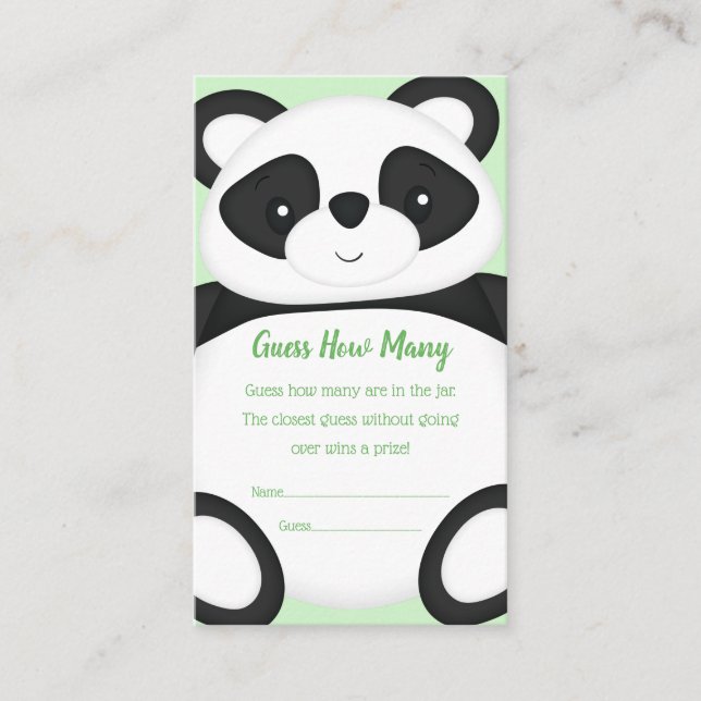 Panda Baby Shower Guessing Game Enclosure Card (Front)