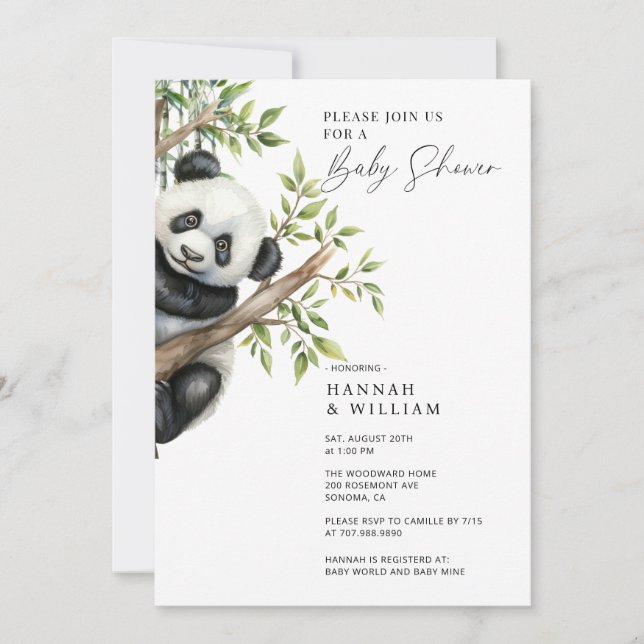 Panda Baby Shower Invitation (Front)