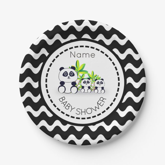 Panda Baby Shower Paper Plate (Front)