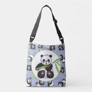 Panda Bamboo Purple Handbag Crossbody Tote