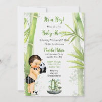 Panda Bamboo Theme Baby Boy Black White Green