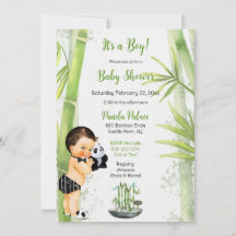 Panda Bamboo Theme Baby Boy Black White Green