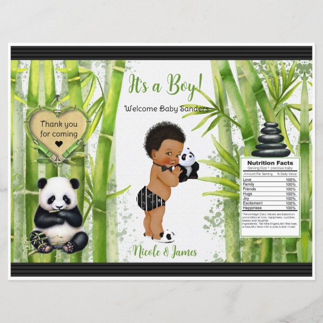 Panda Bamboo Theme Baby Boy Chip Bag (Front)