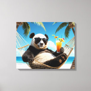 Panda Beach Relaxation Canvas Print