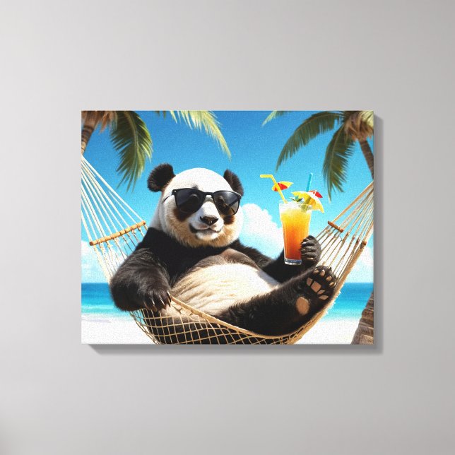 Panda Beach Relaxation Canvas Print (Front)