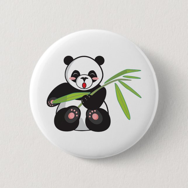 Panda bear 6 cm round badge (Front)