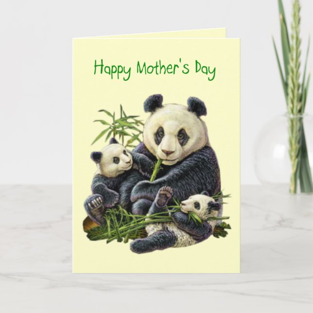 Panda Bear and Cub Mother's Day Card (Blank) (Front)